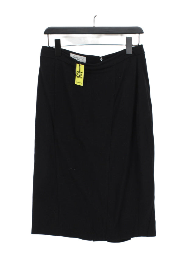 Austin Reed Women's Midi Skirt UK 12 Black Viscose with Other, Wool