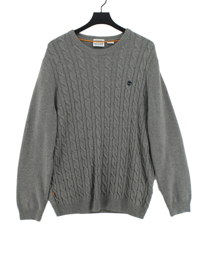 Timberland Men's Jumper L Grey Wool with Nylon