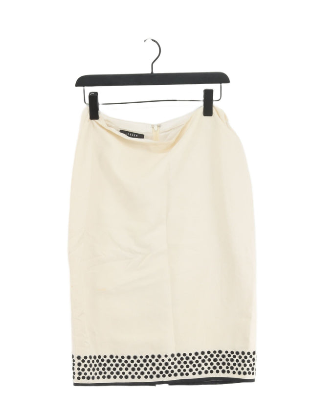 Jaeger Women's Midi Skirt UK 12 Cream Silk with Linen