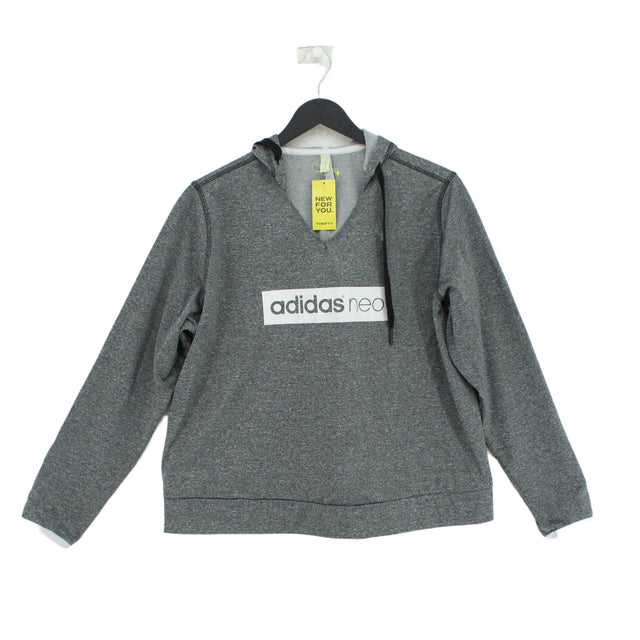 Adidas Women's Hoodie L Grey 100% Polyester