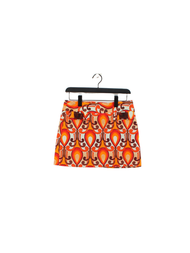 River Island Women's Mini Skirt UK 10 Orange 100% Cotton