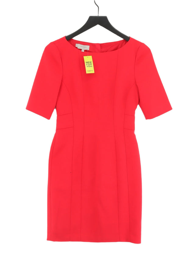 Hobbs Women's Midi Dress UK 8 Red Polyester with Elastane, Viscose