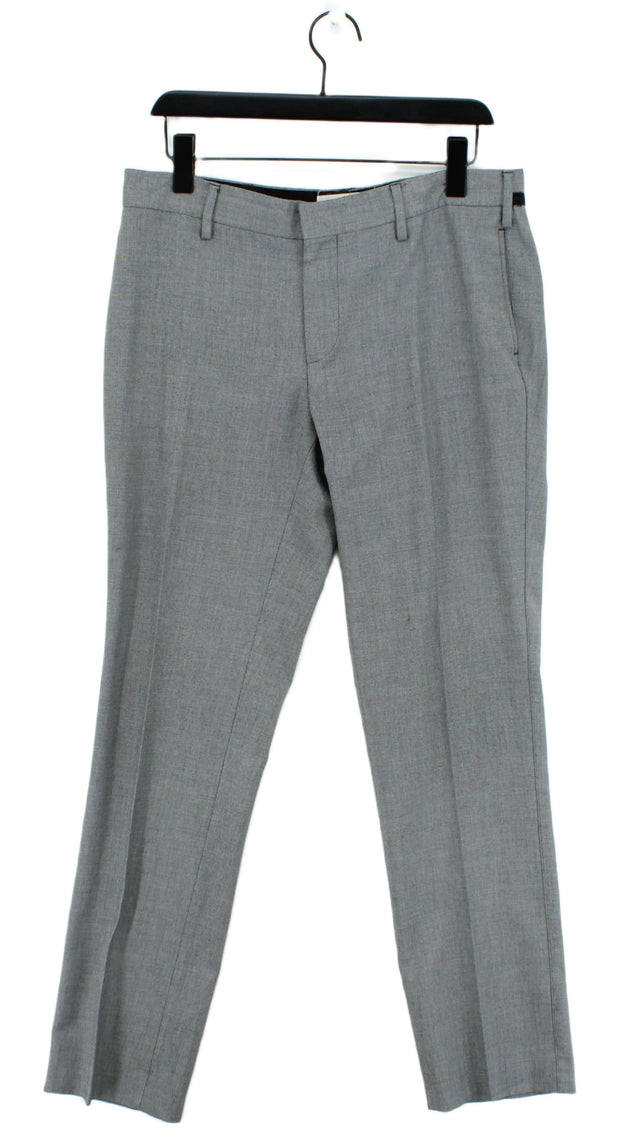 River Island Men's Suit Trousers W 34 in; L 32 in Grey Polyester with Viscose