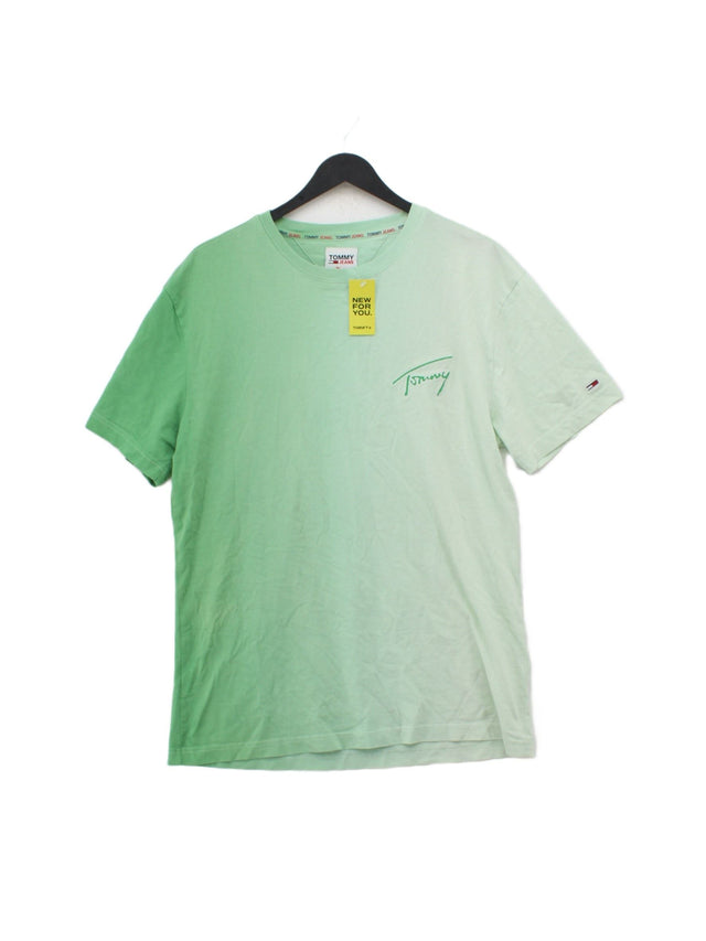 Tommy Jeans Men's T-Shirt M Green 100% Cotton
