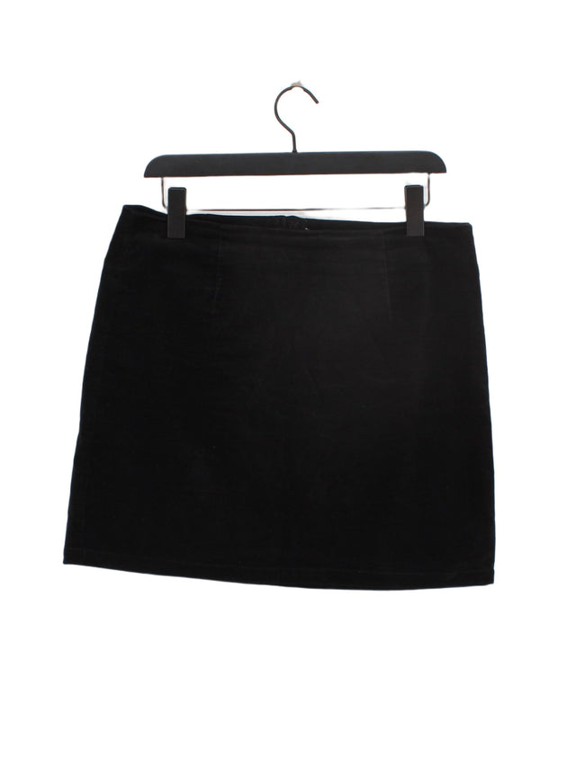 Warehouse Women's Midi Skirt UK 14 Black Cotton with Elastane