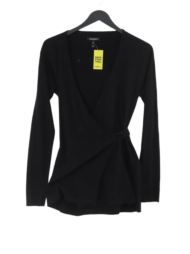 Baukjen Women's Midi Dress UK 8 Black Cotton with Cashmere