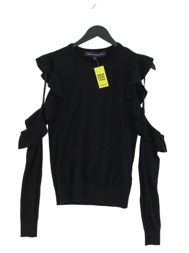 French Connection Women's Jumper XS Black Cotton with Silk, Viscose