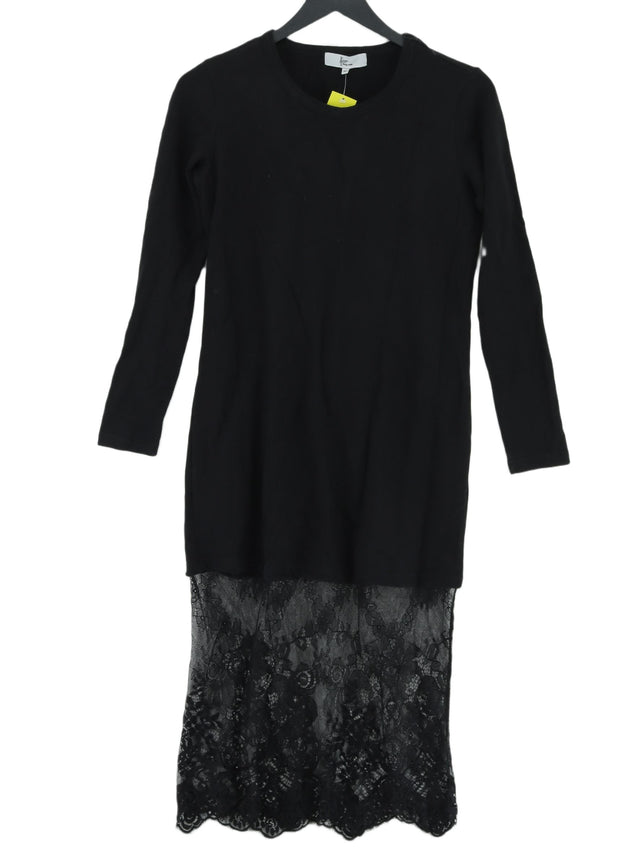Front Row Shop Women's Midi Dress XS Black Cotton with Nylon, Spandex