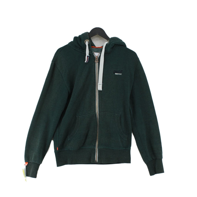 Superdry Women's Hoodie S Green Cotton with Polyester