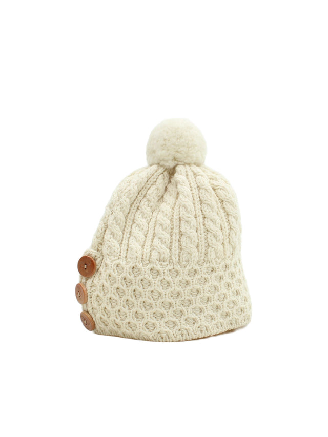 Aran Women's Hat Cream 100% Wool