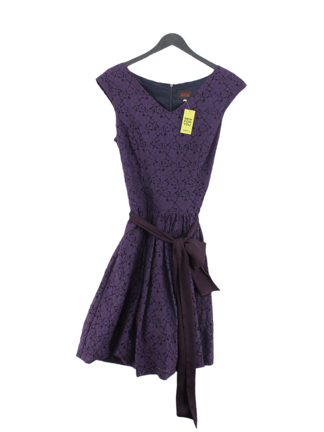 Avoca Women's Midi Dress UK 10 Purple Cotton with Polyamide, Polyester