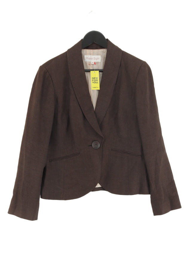 Phase Eight Women's Blazer UK 14 Brown Linen with Other