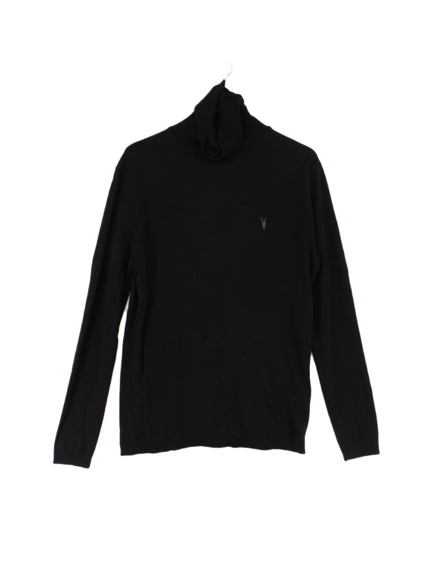 AllSaints Men's T-Shirt M Black Cotton with Lyocell Modal