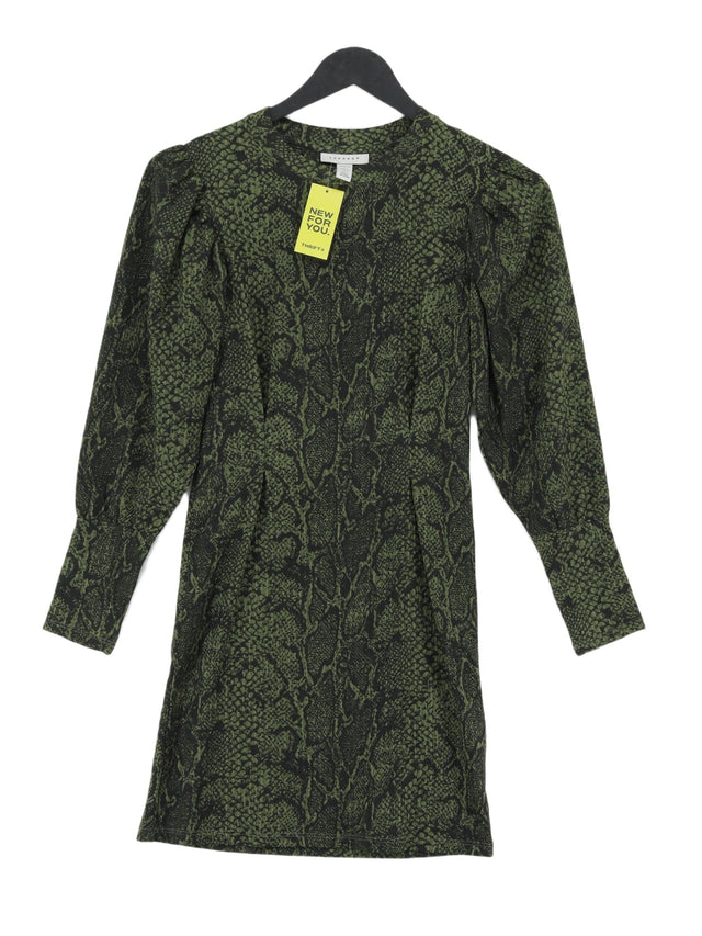 Topshop Women's Midi Dress UK 6 Green Polyester with Elastane