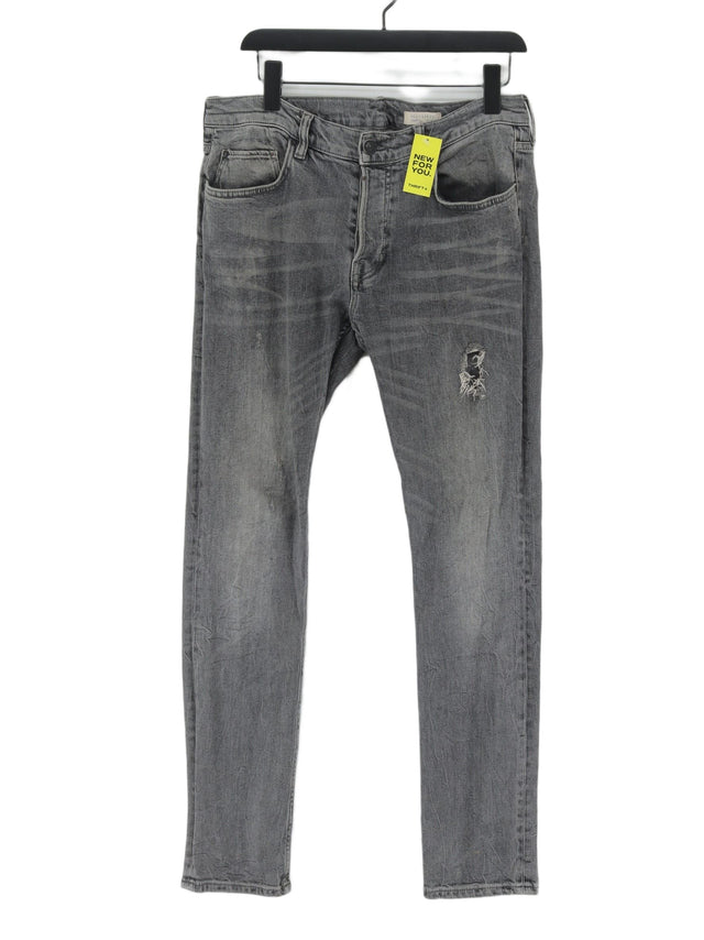AllSaints Men's Jeans W 34 in Grey Cotton with Elastane