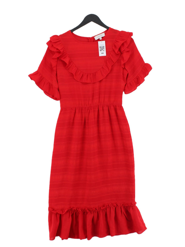 Lost Ink Women's Midi Dress UK 8 Red 100% Polyester