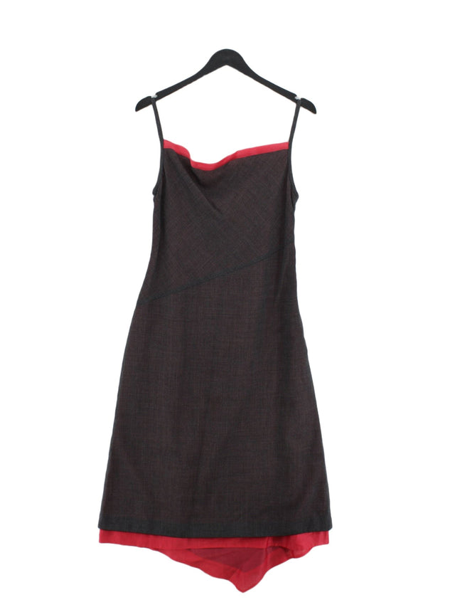 Façonnable Women's Midi Dress UK 12 Grey Cotton with Nylon, Silk, Wool