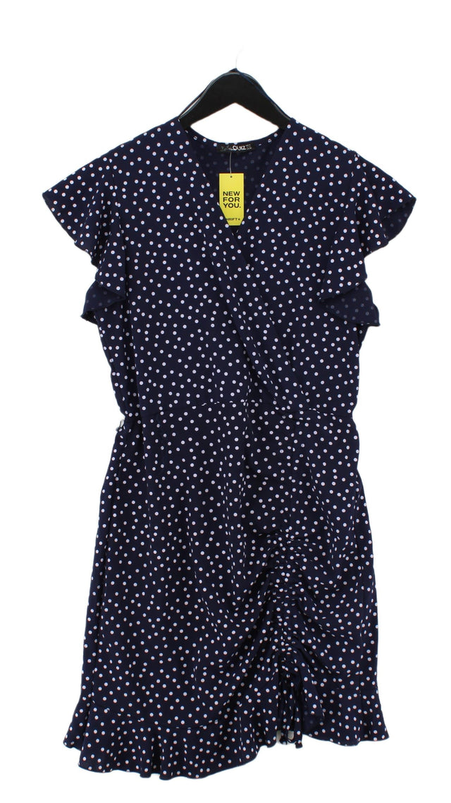 Quiz Women's Midi Dress UK 14 Blue Polyester with Elastane