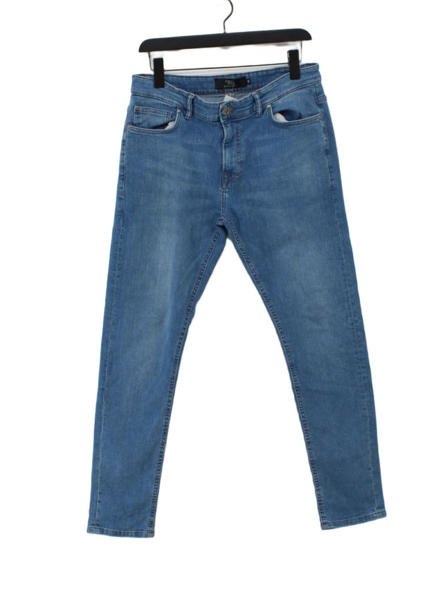 Next Men's Jeans W 32 in Blue Cotton with Nylon, Suede