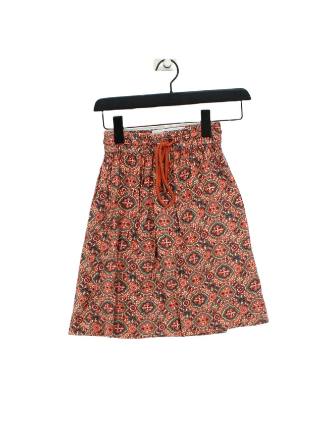FatFace Women's Midi Skirt UK 6 Orange Viscose with Polyester