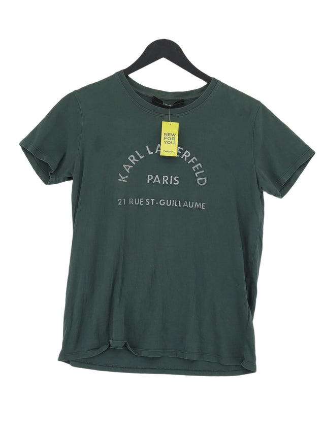 KARL LAGERFELD Women's T-Shirt S Green 100% Cotton