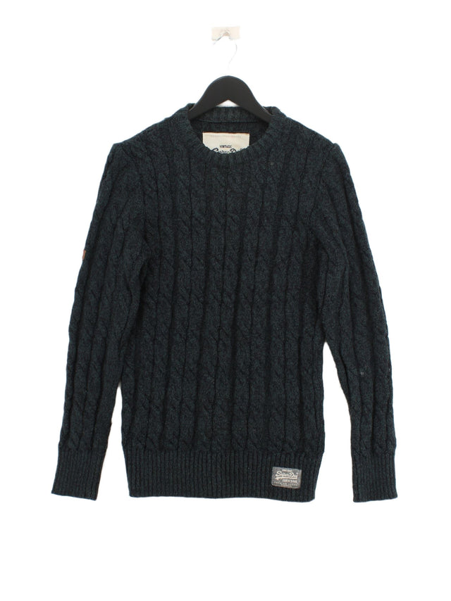 Superdry Men's Jumper M Blue Acrylic with Wool
