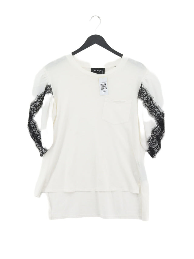 The Kooples Women's T-Shirt UK 6 White Cotton with Polyamide