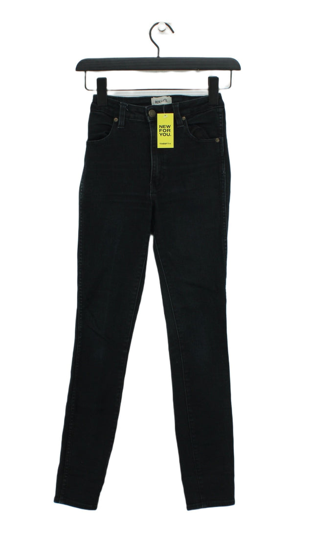 Rollas Women's Jeans W 25 in Black Cotton with Elastane, Polyester, Viscose