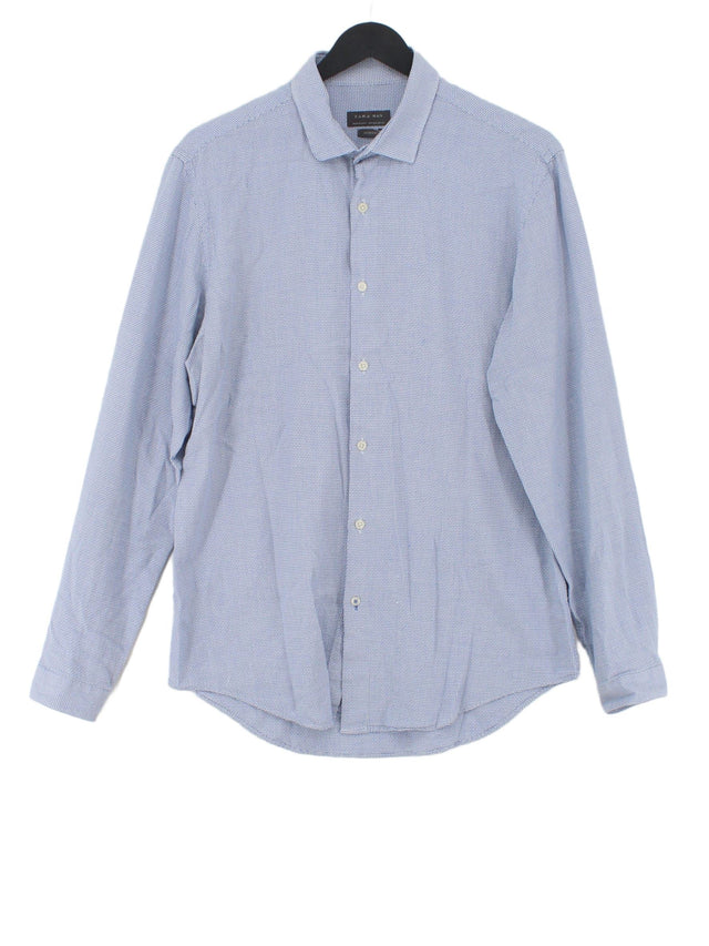 Zara Men's Shirt L Blue 100% Other
