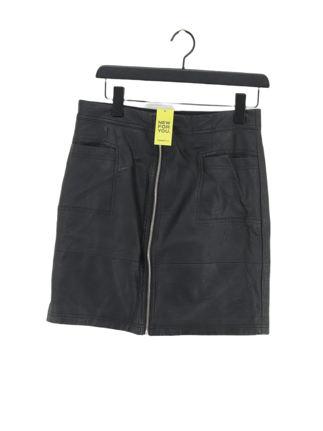 Topshop Women's Midi Skirt UK 12 Black 100% Viscose