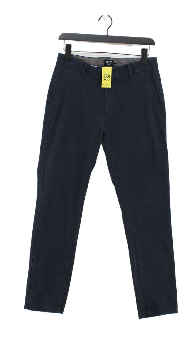 Burton Men's Suit Trousers W 32 in Blue Cotton with Elastane