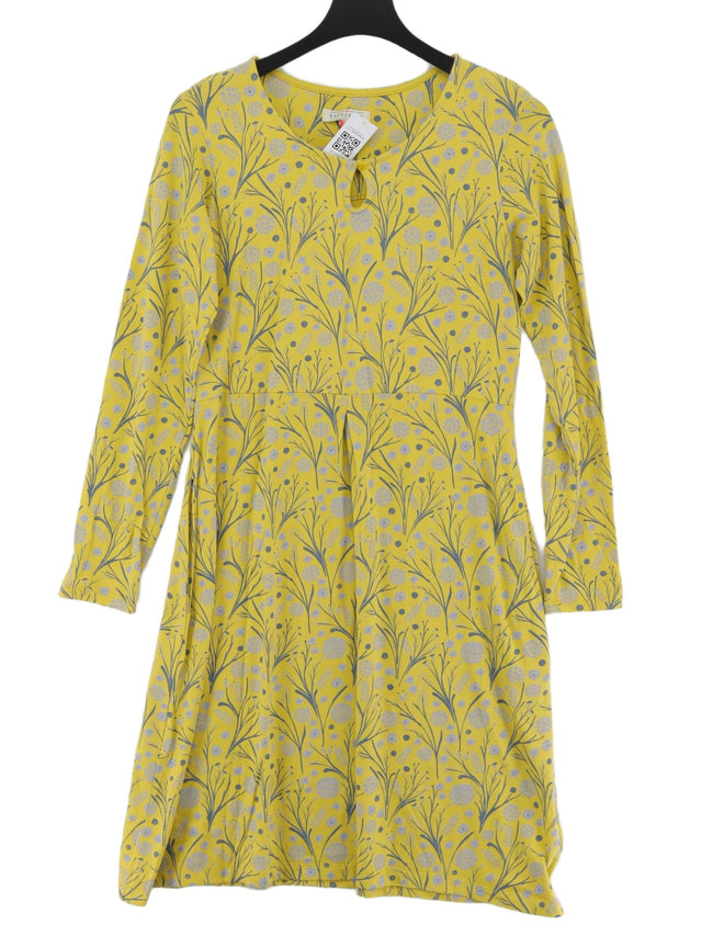 Brakeburn Women's Midi Dress UK 10 Yellow 100% Cotton