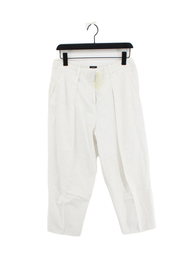 Joseph Women's Trousers UK 10 White Cotton with Elastane, Linen, Polyester