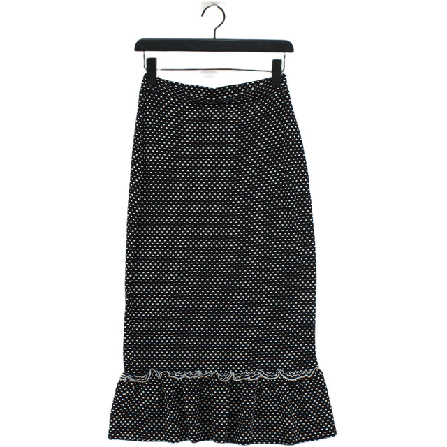 Fashion Union Women's Midi Skirt UK 12 Black Cotton with Elastane, Viscose