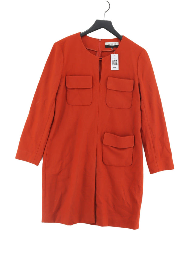 Jaeger Women's Midi Dress UK 14 Orange Wool with Cashmere, Nylon, Polyamide