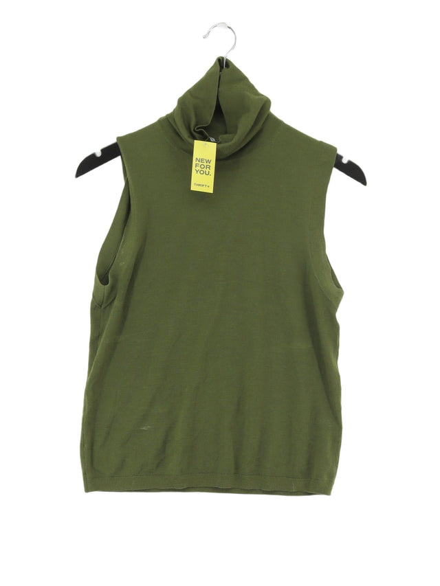 Zara Women's T-Shirt M Green 100% Wool