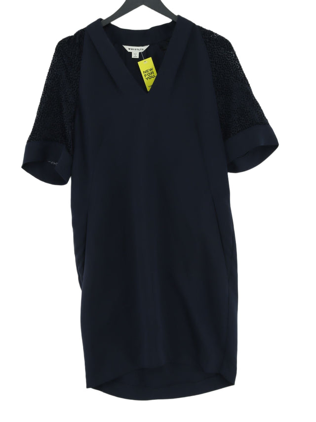Whistles Women's Midi Dress UK 8 Blue Polyester with Nylon, Viscose