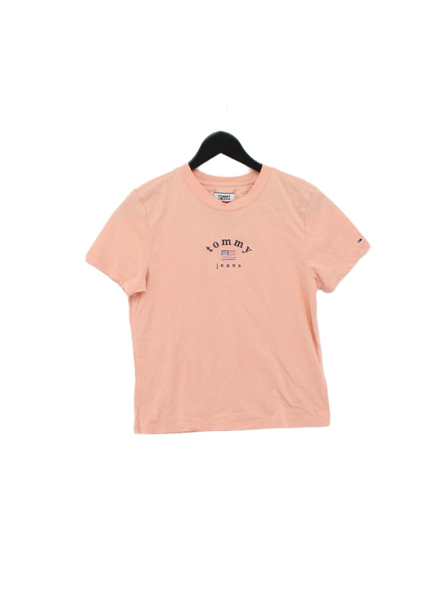 Tommy Jeans Women's T-Shirt S Orange 100% Cotton