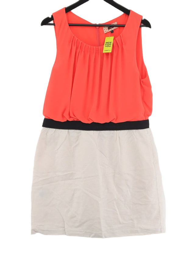 Next Women's Midi Dress UK 16 Orange Polyester with Cotton, Linen