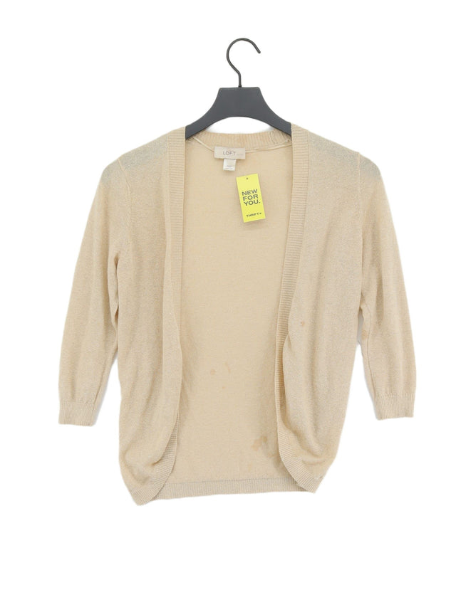 Loft Women's Cardigan XXS Cream Cotton with Other, Polyester