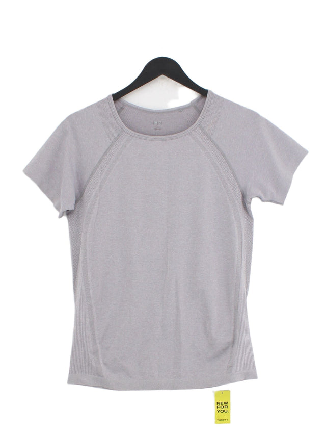 Uniqlo Women's T-Shirt M Grey Polyester with Elastane, Polyamide
