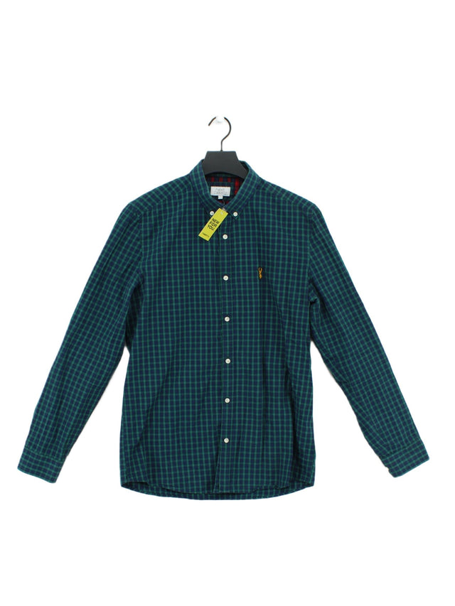Next Men's Shirt S Green 100% Cotton