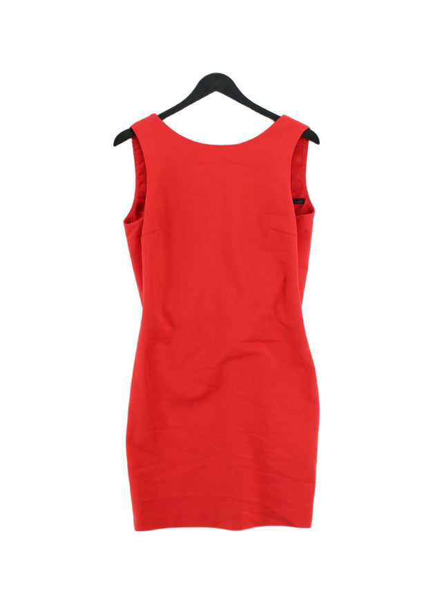 Zara Women's Midi Dress M Red Cotton with Elastane, Polyester