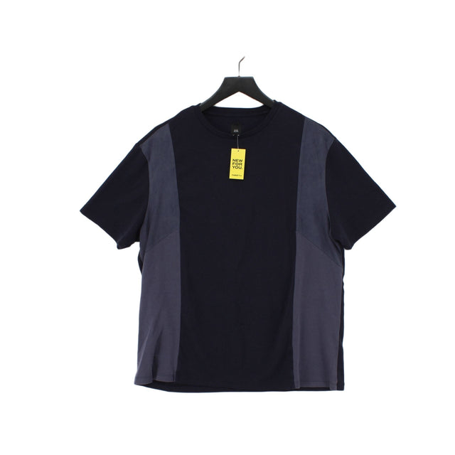 River Island Men's T-Shirt XL Blue Cotton with Elastane, Polyester