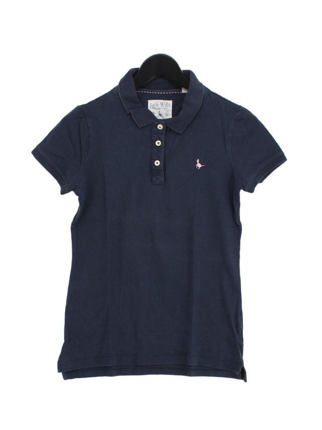 Jack Wills Women's Polo UK 12 Blue Cotton with Elastane