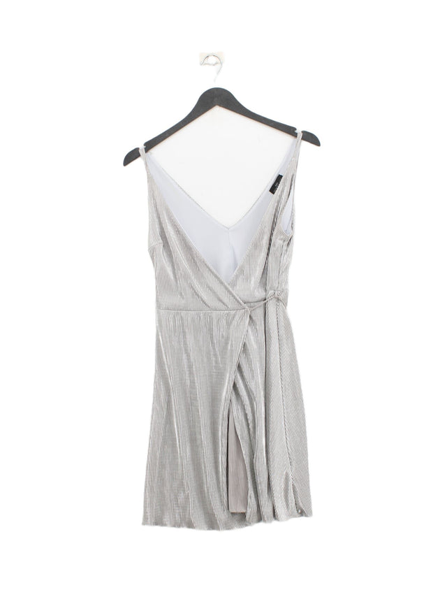 Topshop Women's Midi Dress UK 8 Silver 100% Polyester