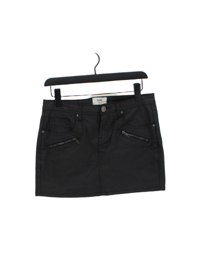 Hush Women's Mini Skirt UK 10 Black Rayon with Cotton, Elastane