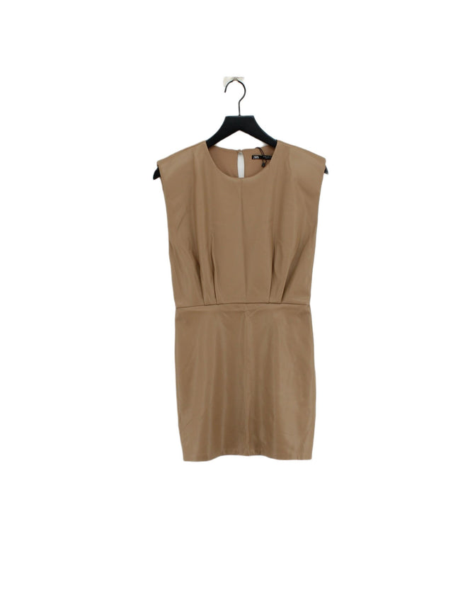 Zara Women's Midi Dress M Tan 100% Polyester