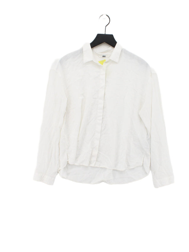 Uniqlo Women's Shirt M White Viscose with Polyester