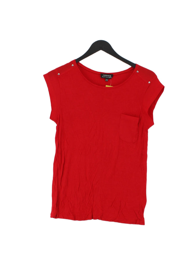Warehouse Women's T-Shirt UK 8 Red Polyester with Viscose